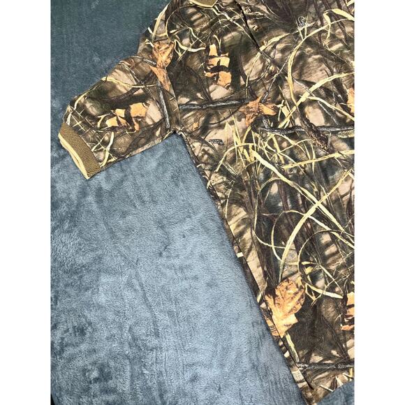 Men's Wrapid Bass Atlanta GA Realtree Camo Hunting Polo Shirt Size M Excellent - Picture 4 of 9